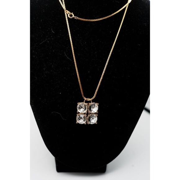 Rhinestone pendant gold tone chain necklace marked - Picture 2 of 4